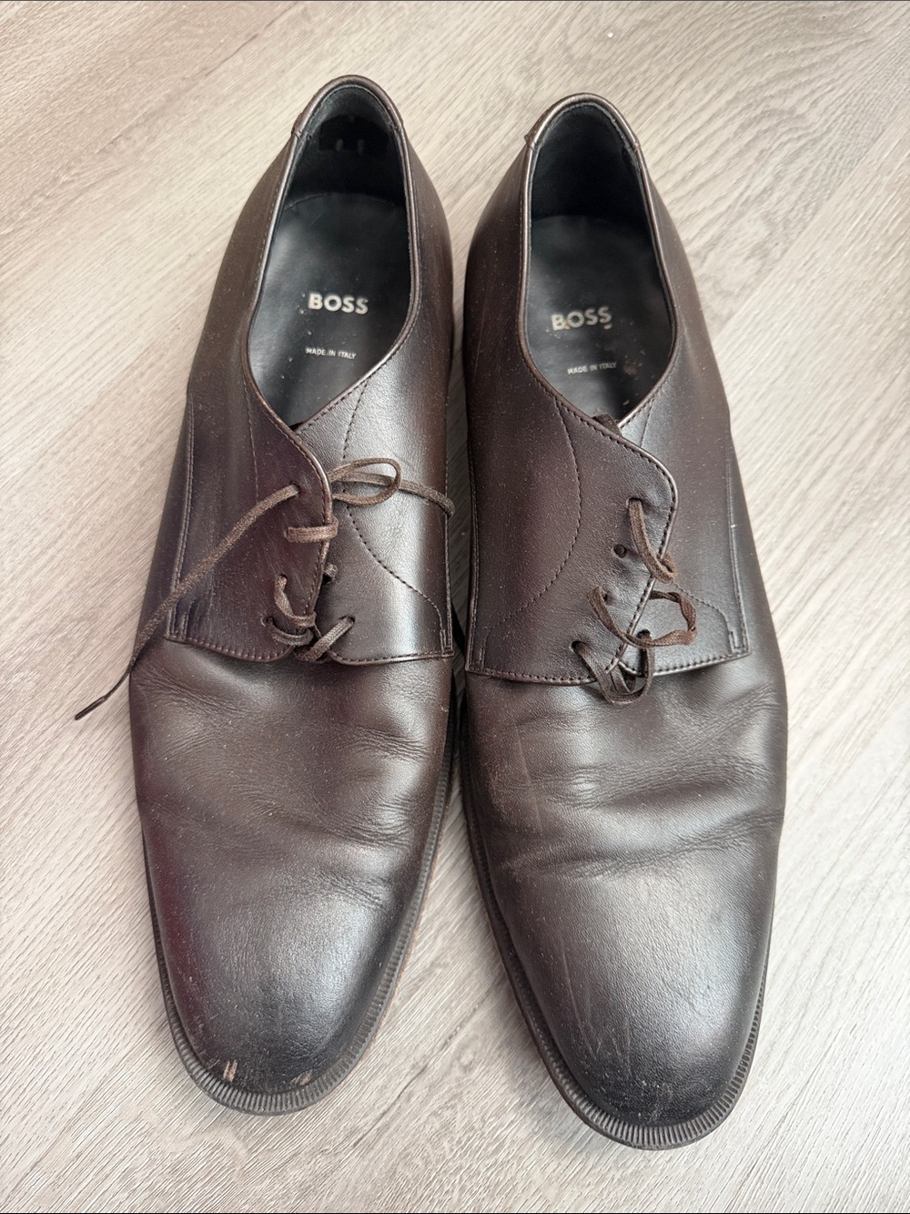 BOSS Men's Brown Leather Derby Shoes